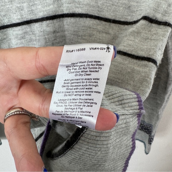 SMARTWOOL MERINO WOOL GRAY STRIPED V NECK SWEATER LONG SLEEVE PULLOVER LOGO - Picture 7 of 7